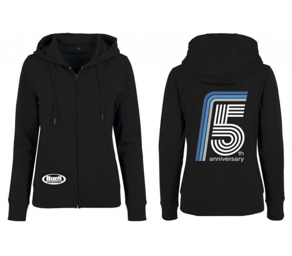 Hoodie with zipper Woman's Black - 5 years Anniversary of Buell Friends Czech(o)Slovakia